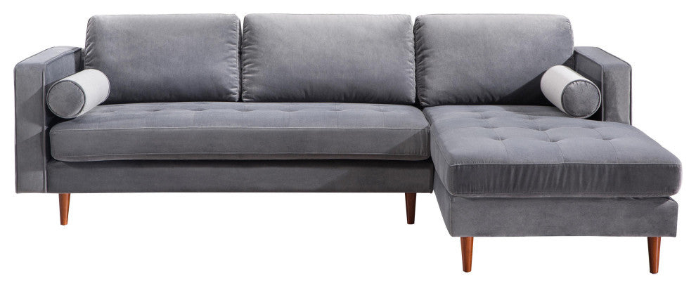 TOV Furniture Como Grey Velvet Sectional RAF