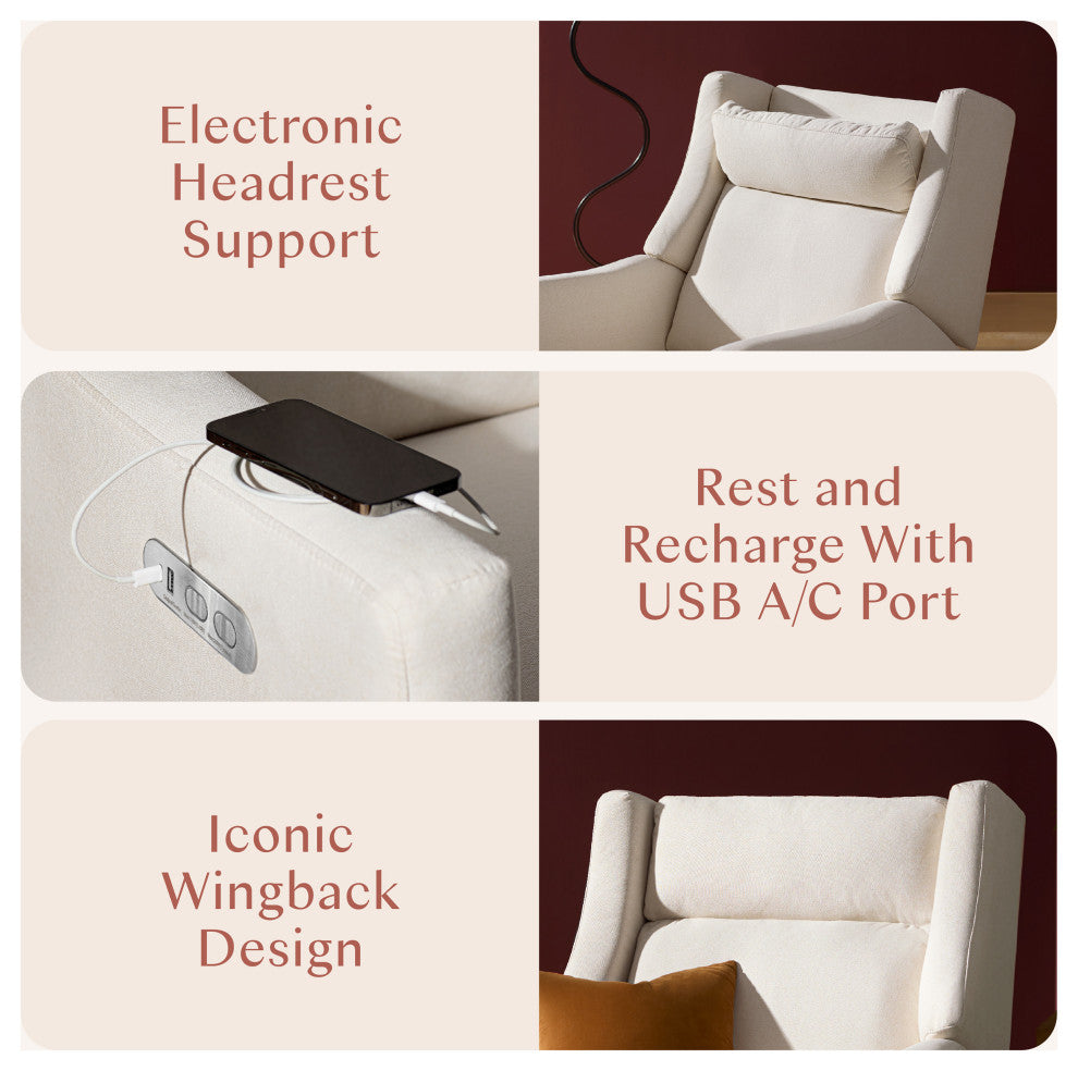 Kiwi Plus Power Glider Recliner w/ Power Headrest, Performance Cream Eco-Weave