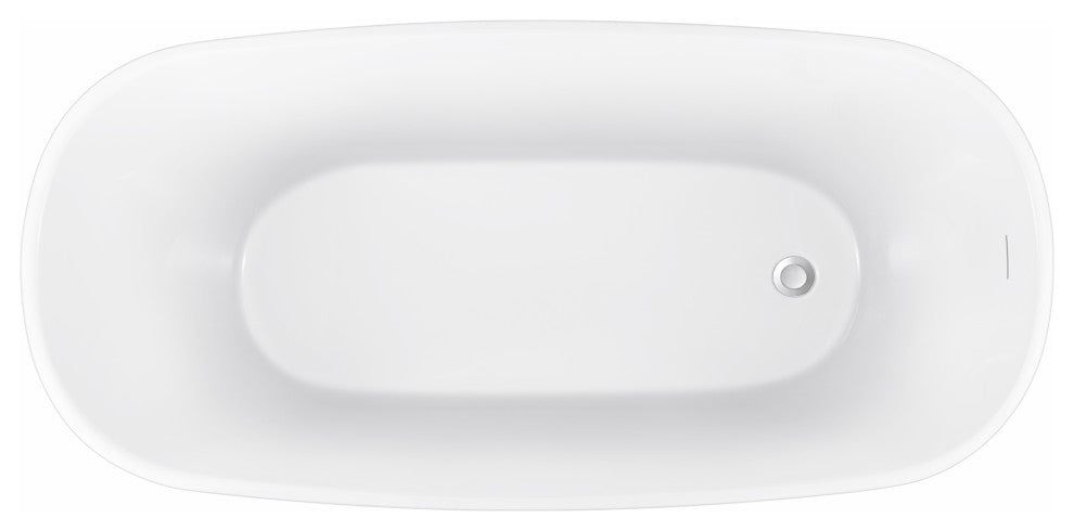 59" Acrylic Single Slipper Flatbottom Non-Whirlpool Bathtub, Gray