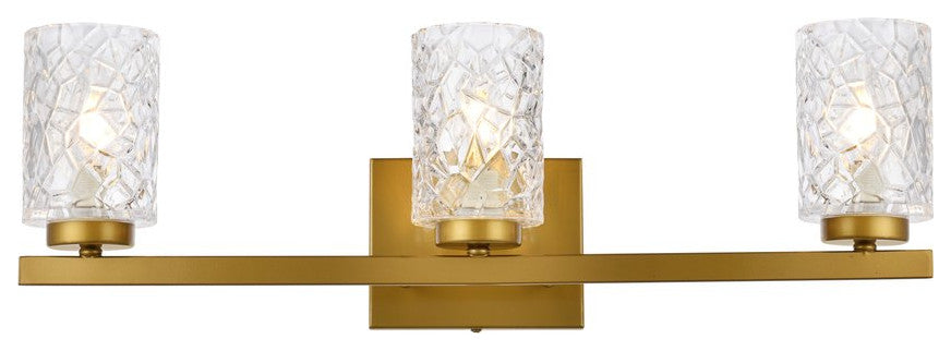Conor 3-Light Bath Sconce, Brass With Clear Shade
