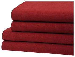 Bibb Home 4-Piece Solid Flannel Sheet Set, Wine, Twin