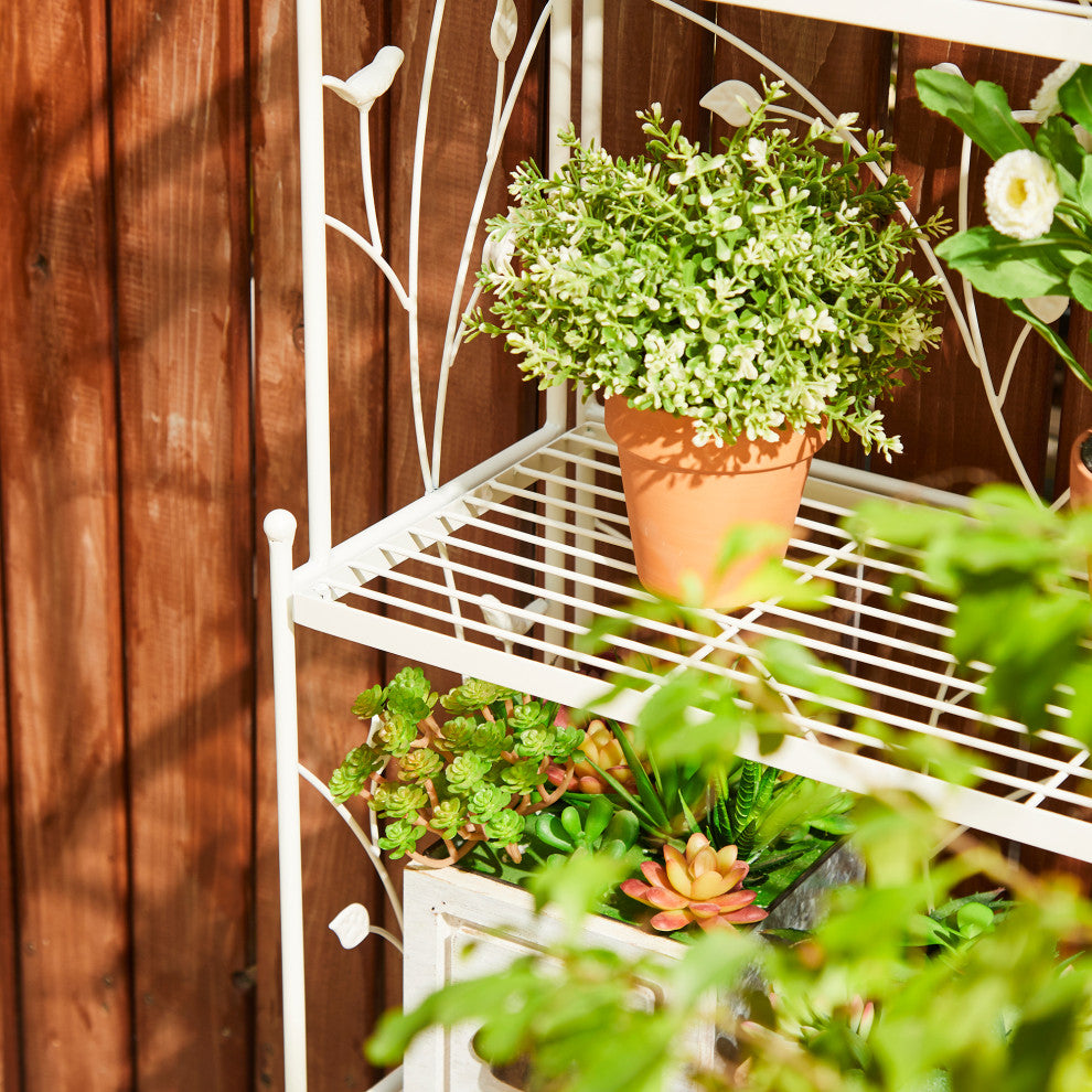 52"H 4-Tiered Metal Shelf Plant Stand, White