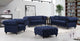 Chesterfield Linen Textured Fabric Upholstered Loveseat, Navy