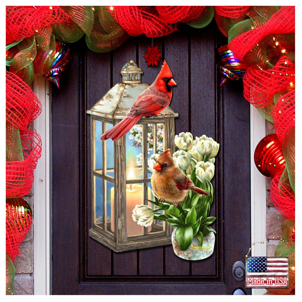 Lantern Cardinals Holiday Door Decor