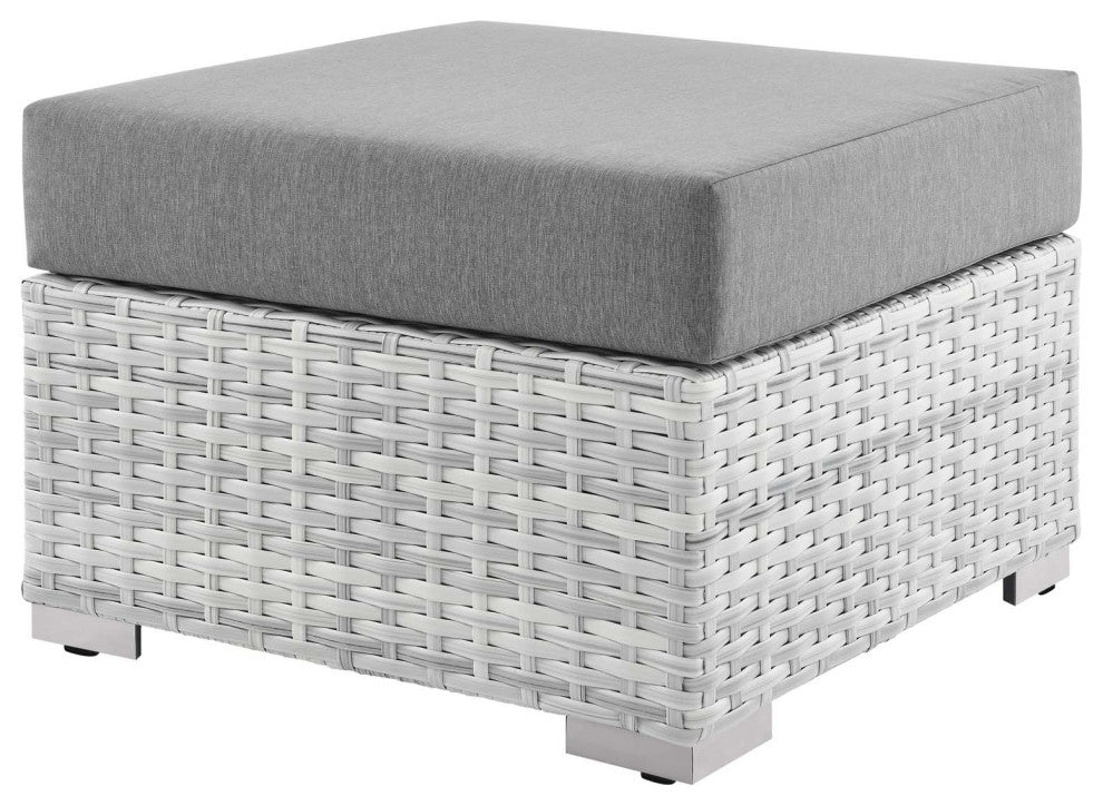 Lounge Chair Ottoman, Rattan, Wicker, Gray, Modern, Outdoor Patio Bistro