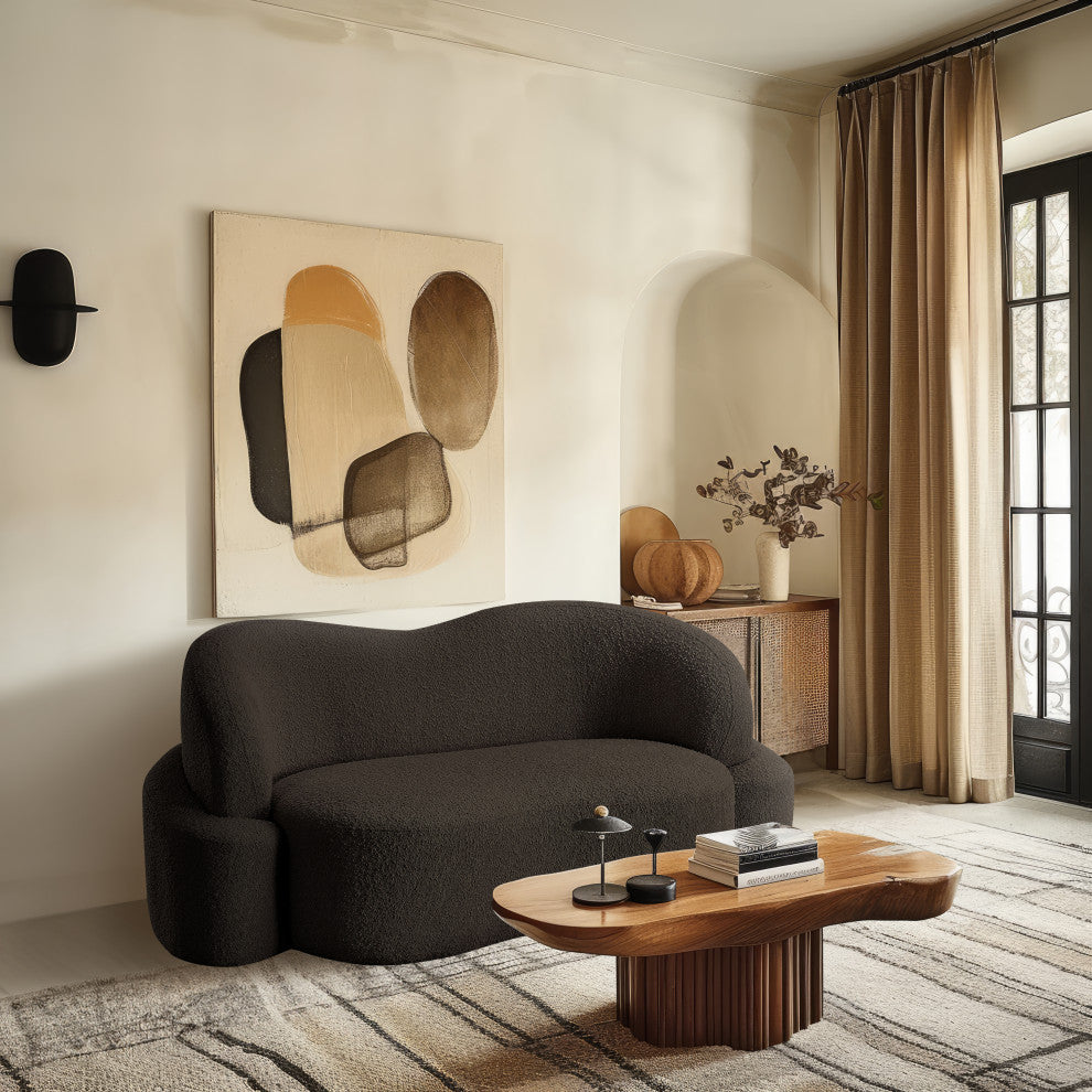 Principessa Boucle Fabric Chair, Brown, Loveseat