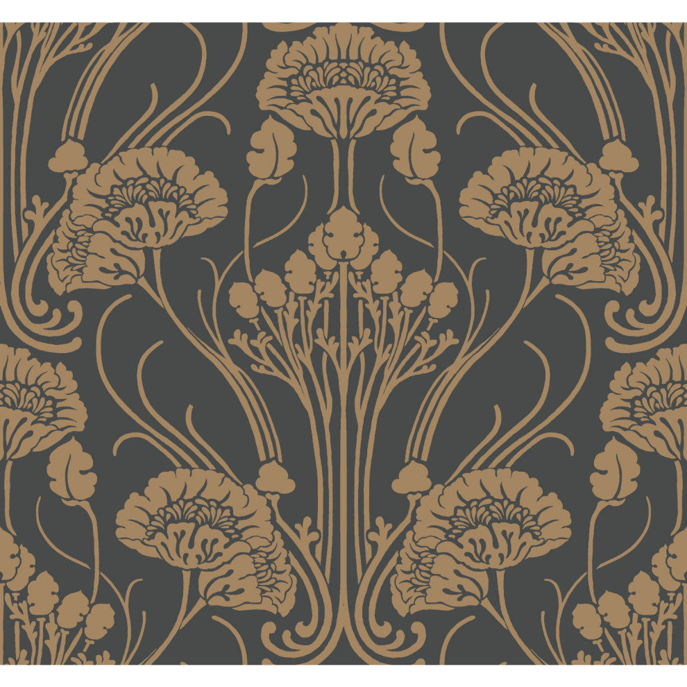 Black Nouveau Damask Wallpaper