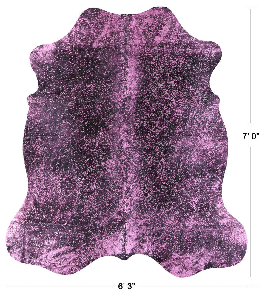 7' 0" X 6' 3" Pink Metallic Cowhide Rug C2077