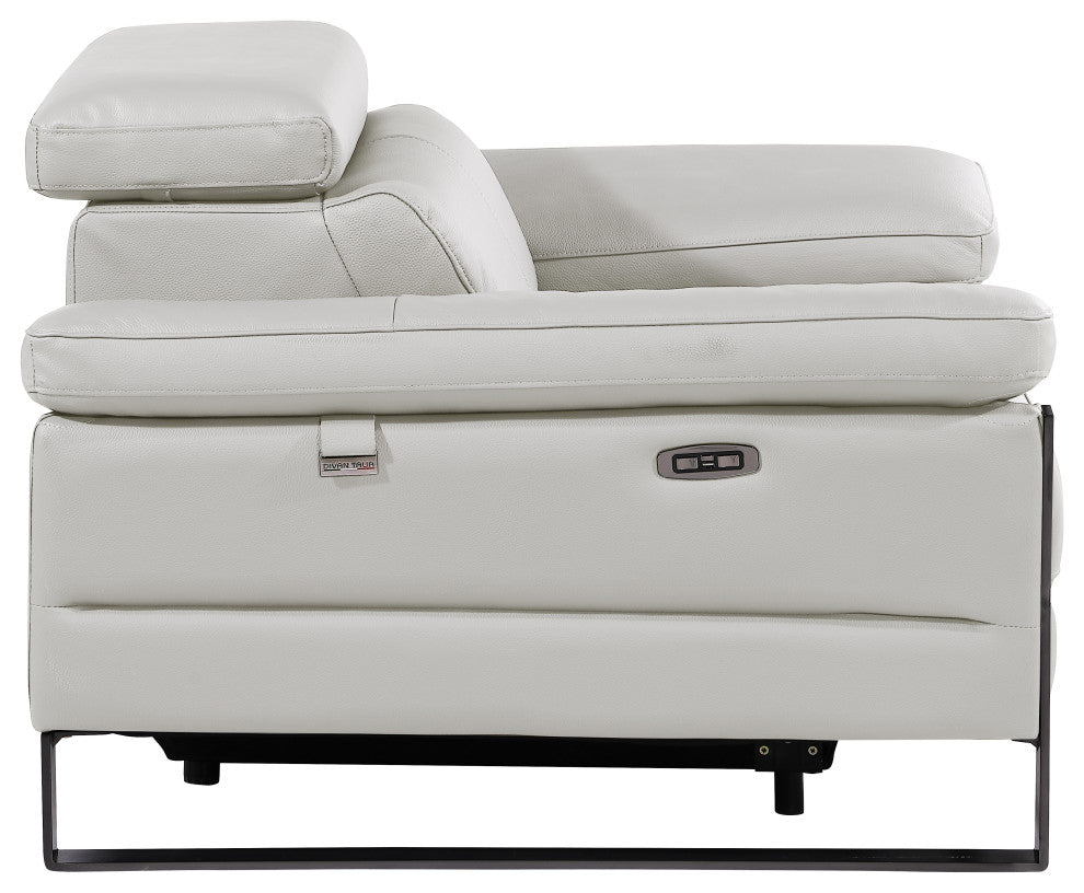 Antonio Italian Leather Power Reclining Arm Chair, Light Gray