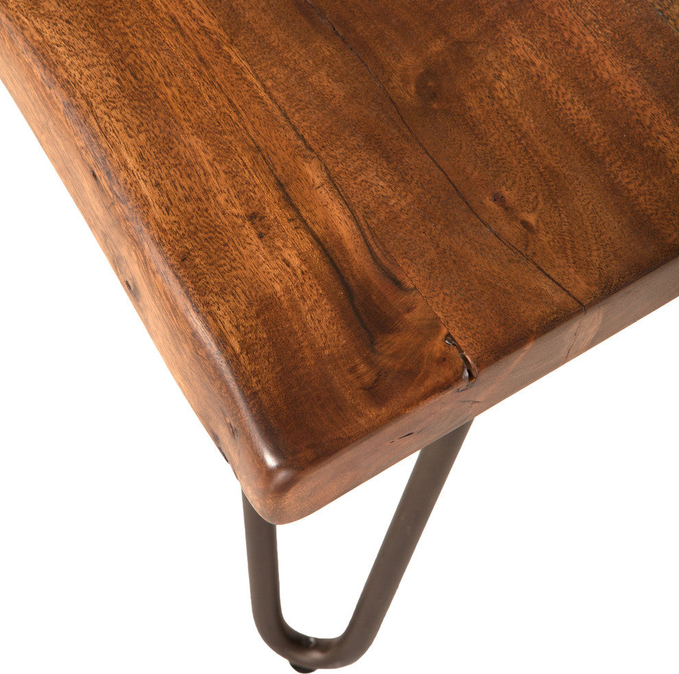 Grandby Acacia Wood Live Edge Coffee Table in Walnut Finish