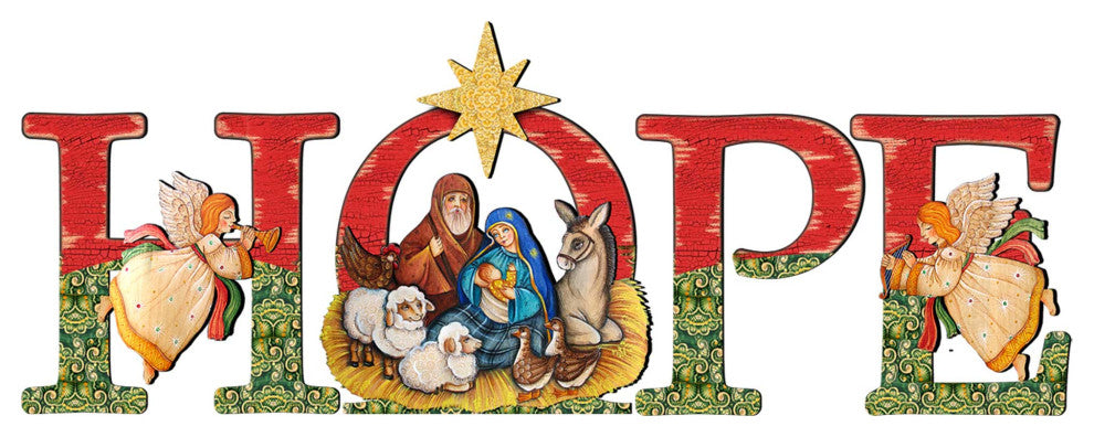 Hope Nativity Wooden Outdoor Decoration Set of 4