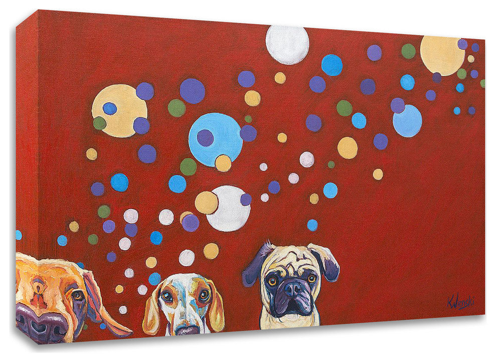 When Dogs Drink by Kathryn Wronski, Print on Canvas, 24"x16"