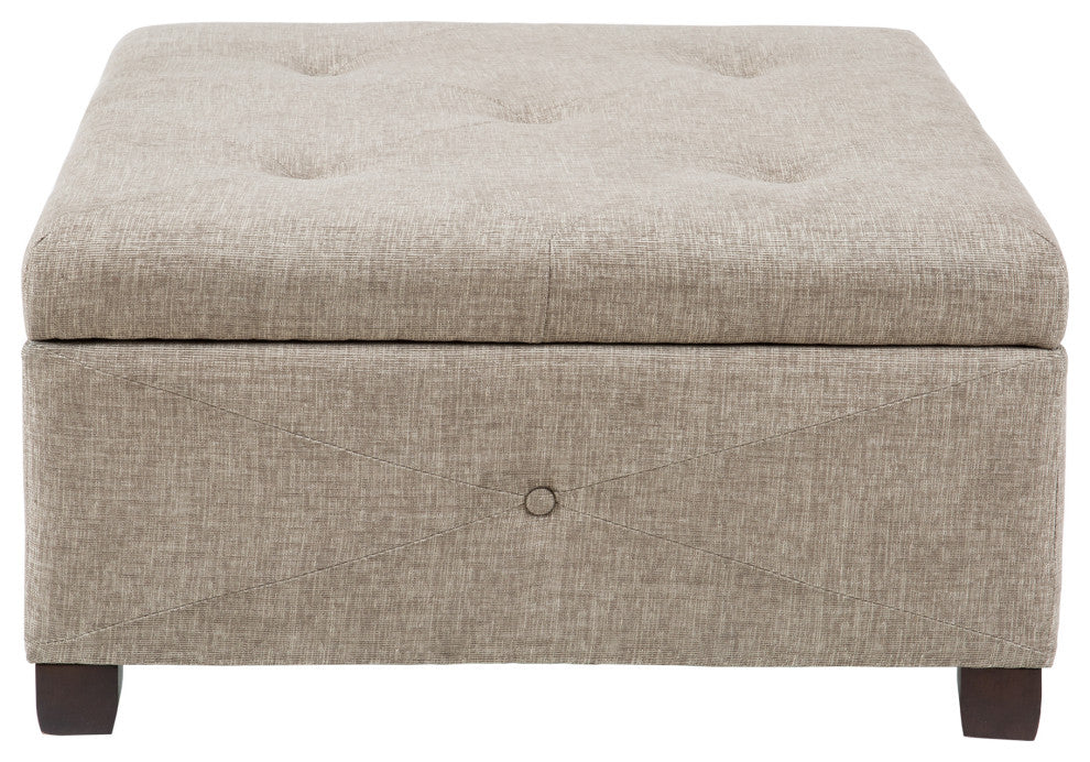 Madison Park Della Button Tufted Soft Close Storage Ottoman, Sand