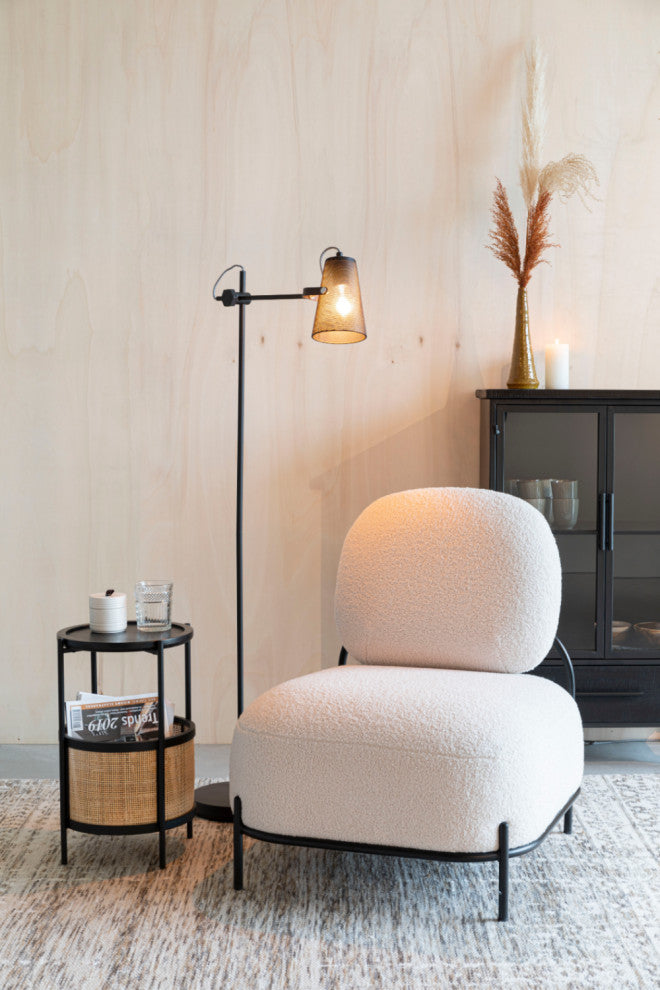 Rattan Accented Side Table | DF Makoto, Black