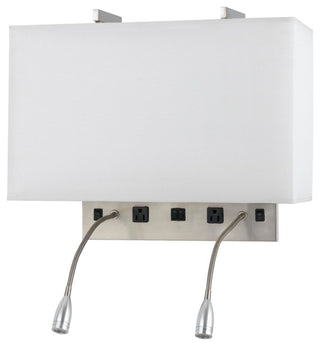 60W Wall Lamp, Brushed Steel Finish, White Shade