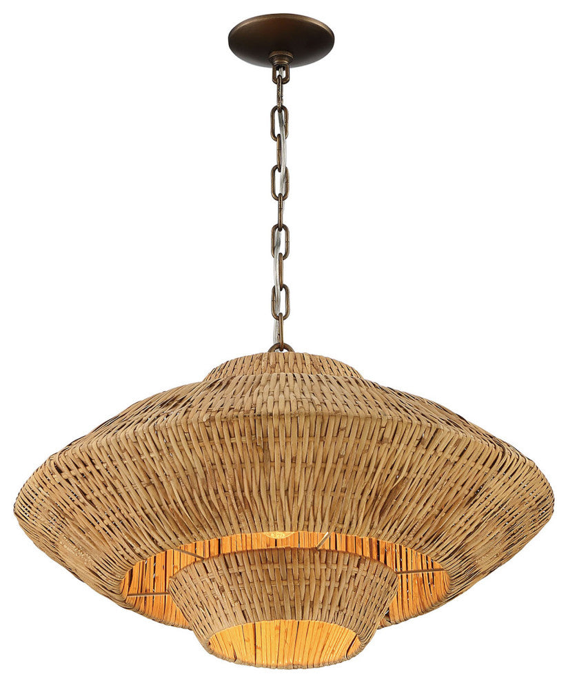 Luca Single-Light Rattan 3-Tier Chandelier