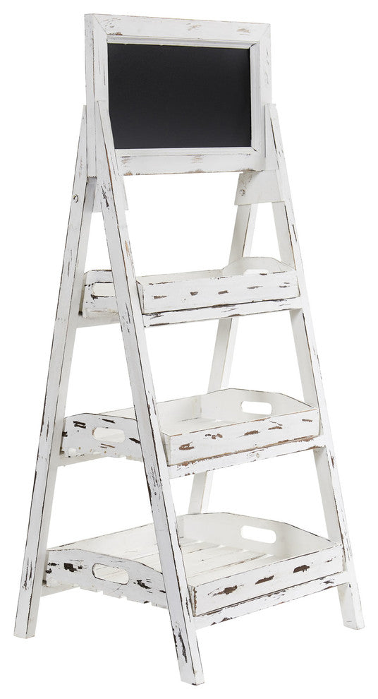 3' White Washed Farmhouse Stand with Chalkboard