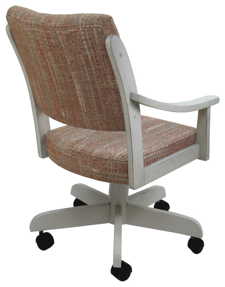 Swivel Wood Dining Caster Chair with Wheels - Casa, Watusi Madder - Antigue White