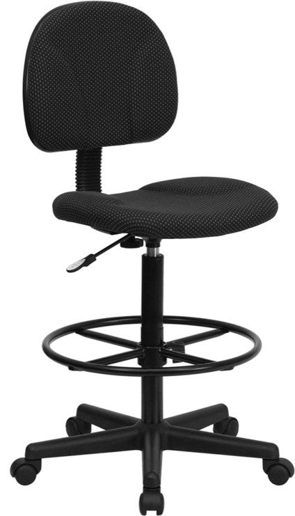 Fabric Drafting Chair (Cylinders: 22.5''-27''H or 26''-30.5''H), Black Without A