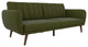 Modern Sofa Futon, Premium Linen Upholstery and Wooden Legs, Green