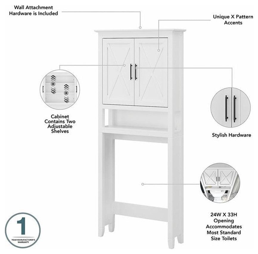 Key West Over The Toilet Storage Cabinet in White Ash - Engineered Wood