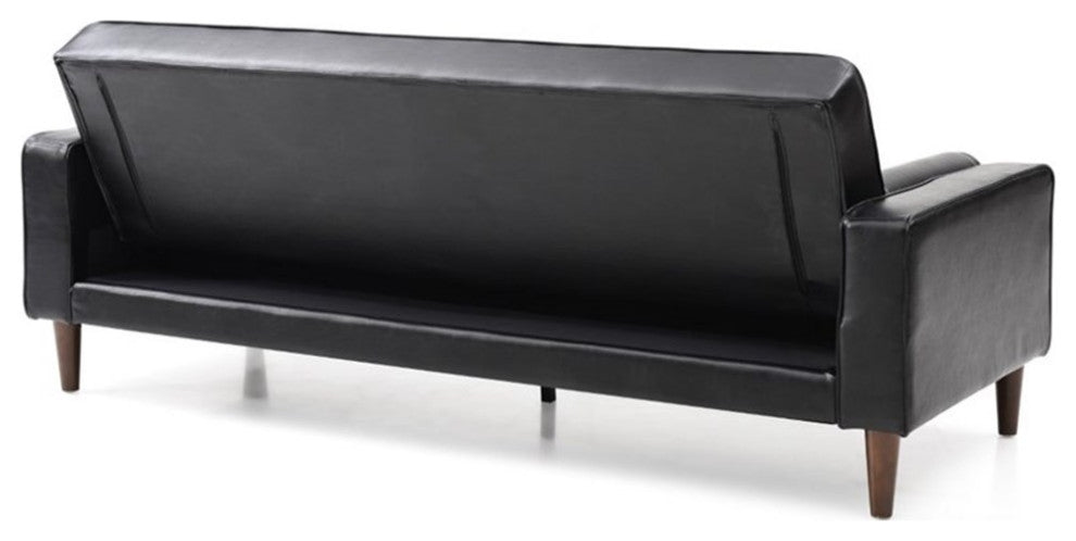 Glory Furniture Andrews Faux Leather Sleeper Sofa in Black