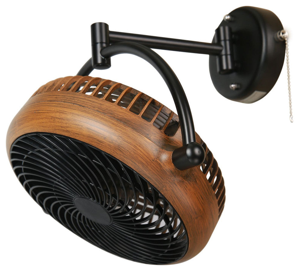 Whose Lamp 8-inch Wall Fan Walnut Finish, Walnut Finis