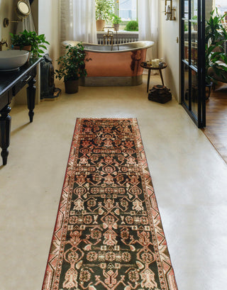 Fine Vintage Distressed Theron Charcoal/Beige Runner, 2'7 x 8'9