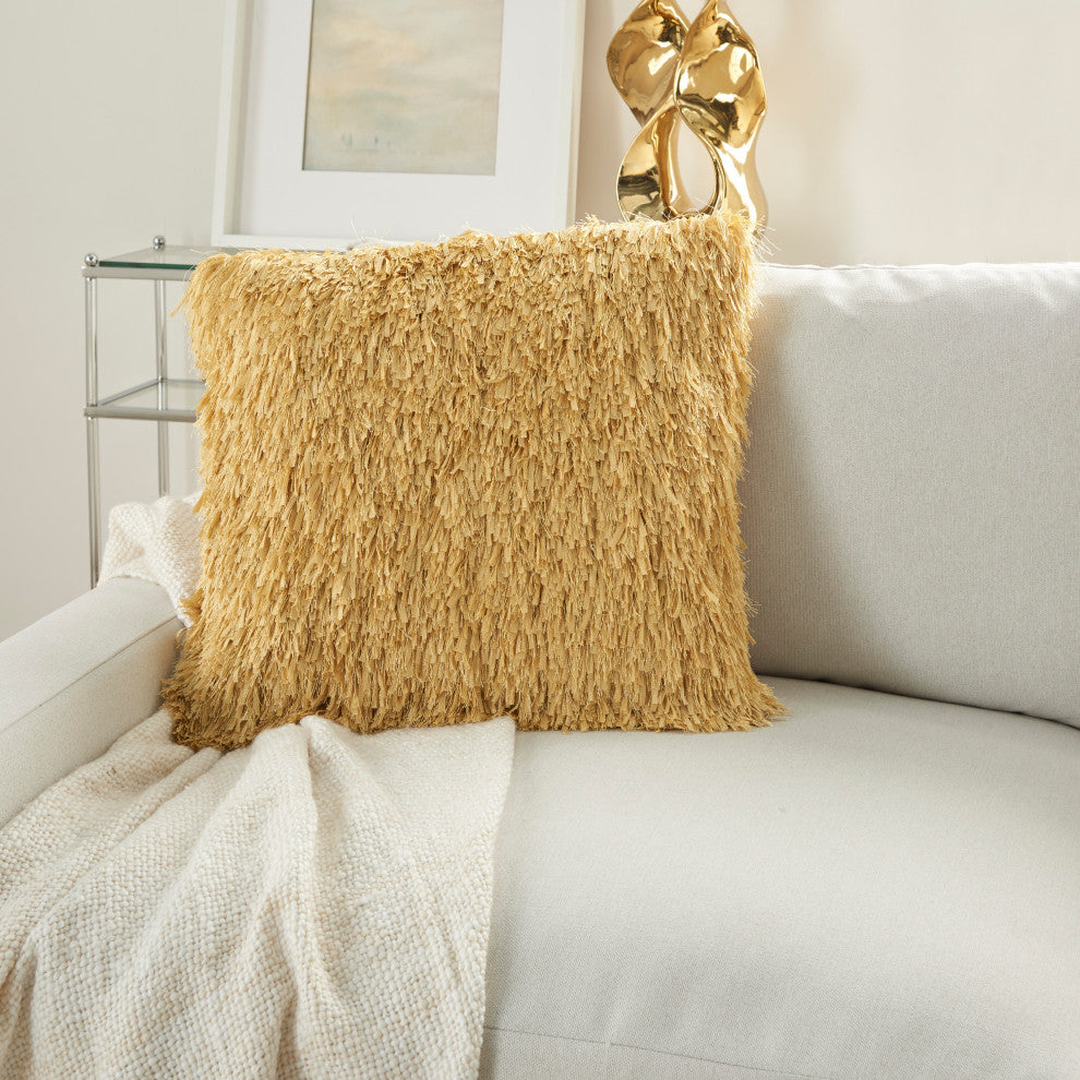 Mina Victory TL048 Throw Pillow, Yellow, 20" x 20"