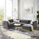 Sectional Sofa Set, Velvet, Gray, Modern, Living Lounge Hotel Hospitality