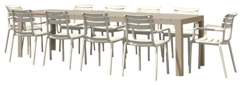 Paris Extendable Dining Set 11 Piece Taupe, White
