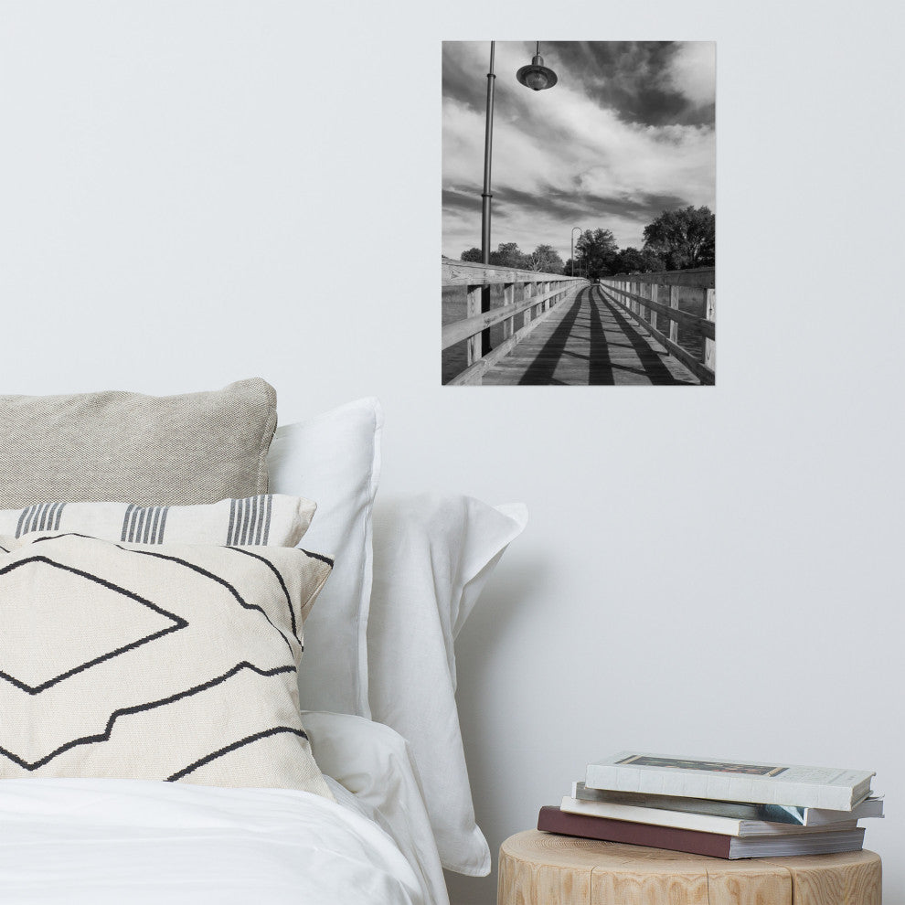 Follow the Lines Black & White Landscape Photo Unframed Wall Art Print, 16" X 20"