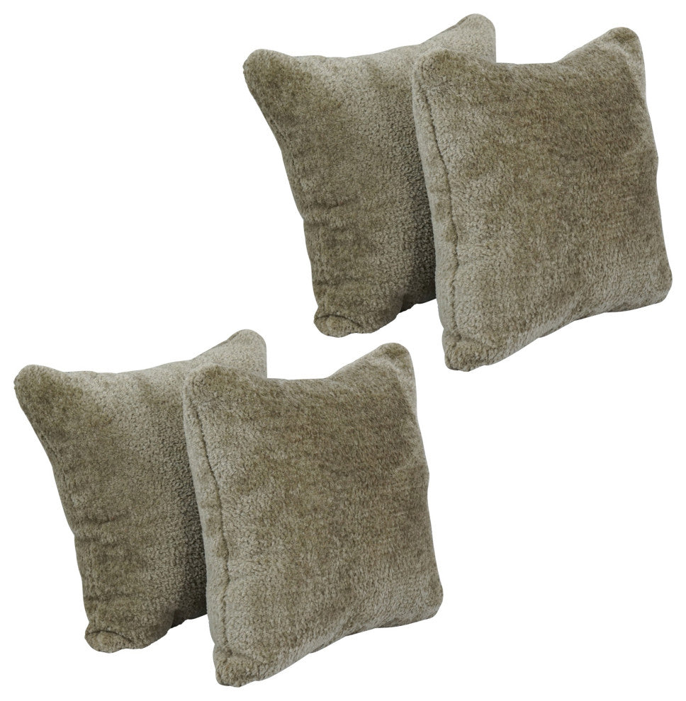 17" Jacquard Throw Pillows With Inserts, Set of 4, Elton Taupe