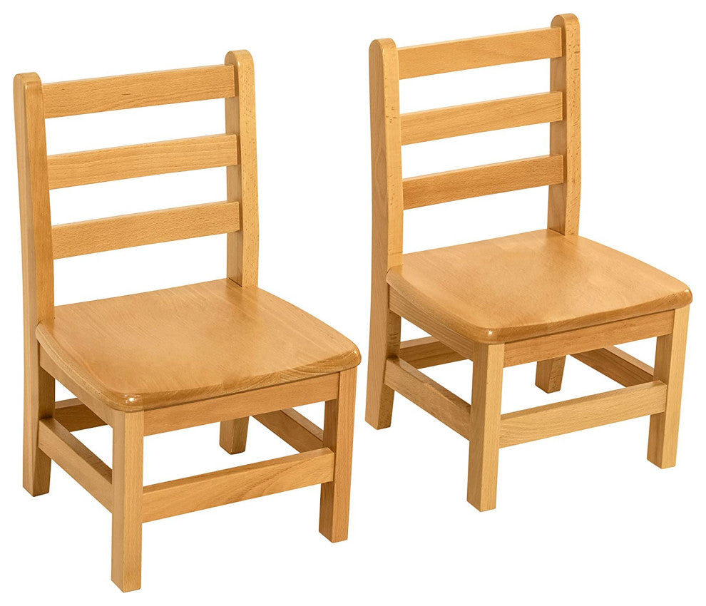 RRI Goods Ladderback Kids Wooden Chair Set of 2, 14"