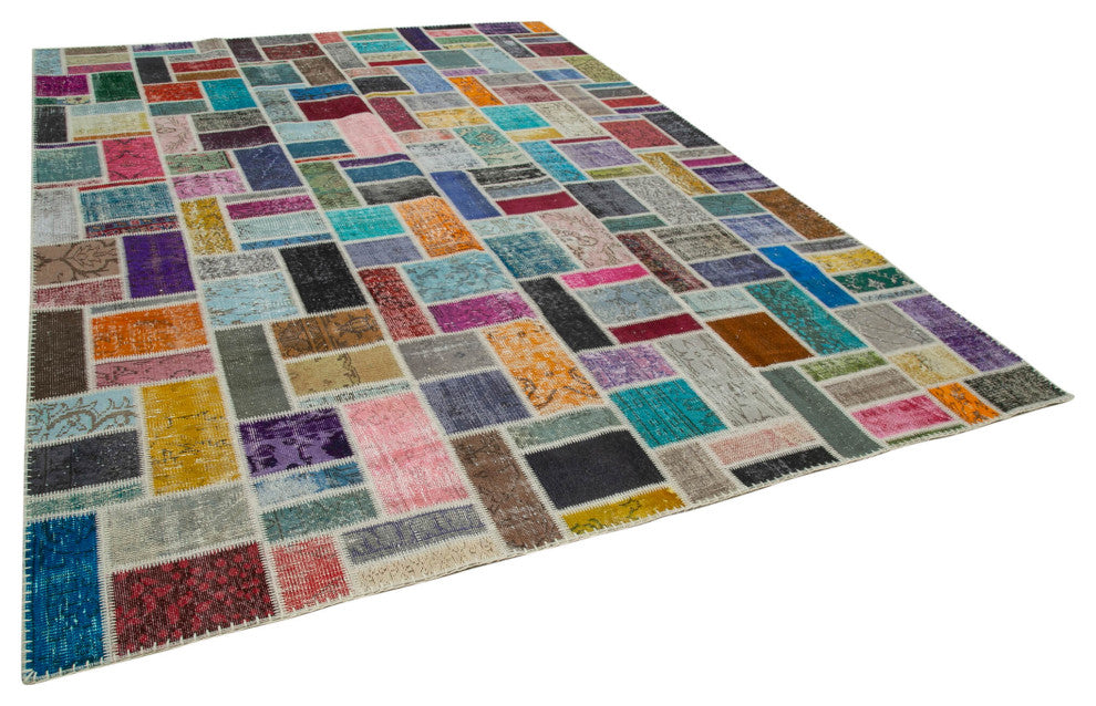 Rug N Carpet - Handwoven Turkish 8' 8" x 11' 9" Contemporary Patchwork Area Rug