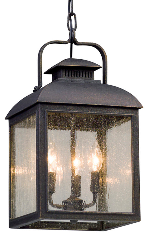 Chamberlain, Outdoor Pendant, Clear Seeded Glass - Incandescent