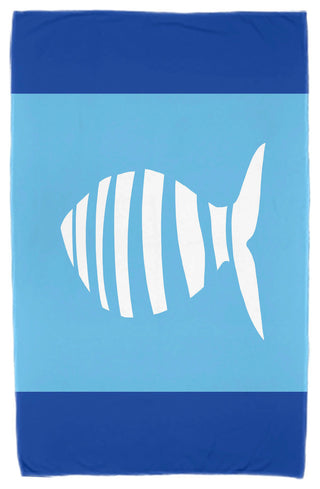 30"x60" Puzzle Fish, Animal Print Beach Towel, Navy Blue