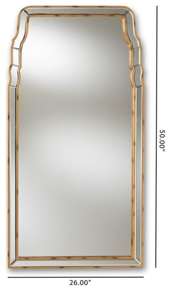 Baxton Studio Alice Queen Anne Style Decorative Wall Mirror in Gold