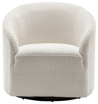 32" Wide Boucle Upholstered Swivel Barrel Chair, White