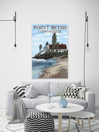 "Point Betsie Lighthouse" Painting Print on Wrapped Canvas, 24x36