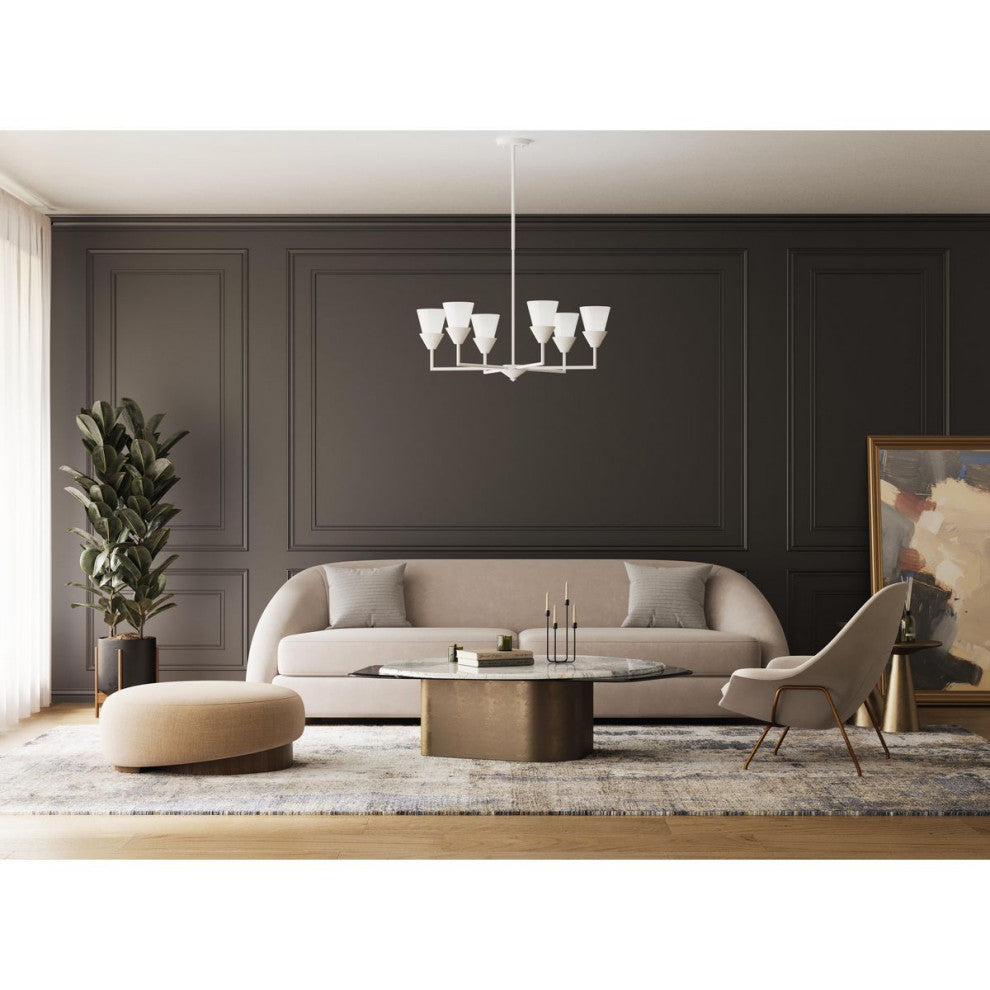 Pinellas Collection 6-Light Contemporary Chandelier, White Plaster