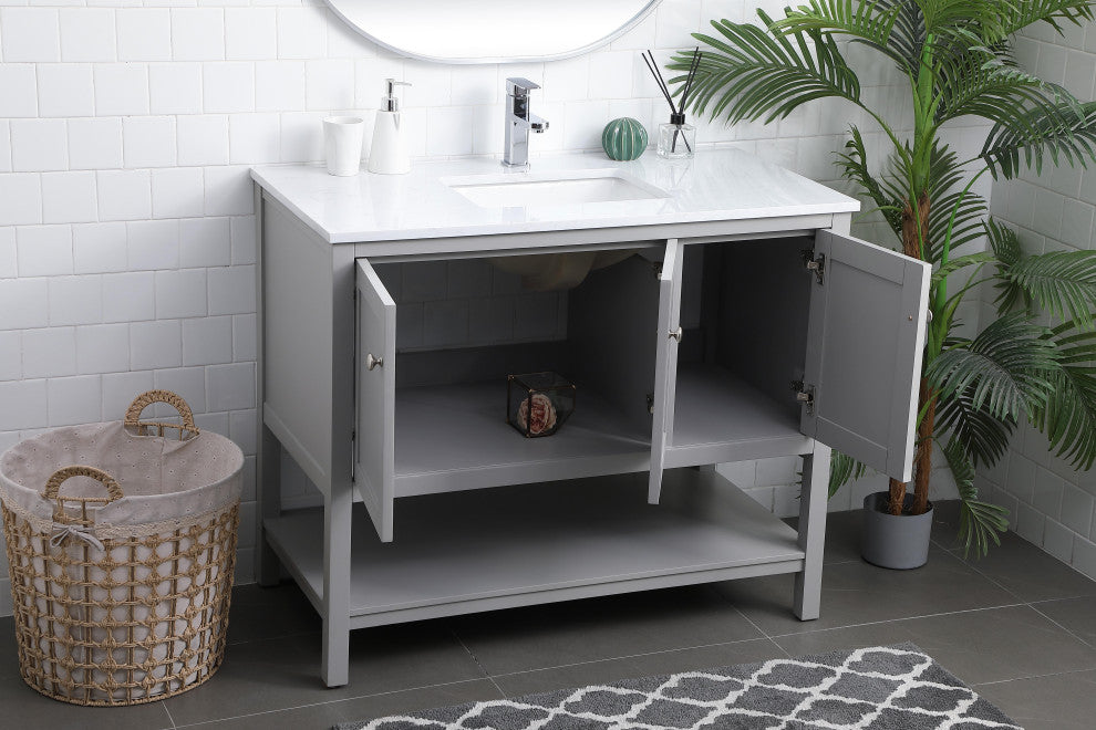 42" Single Bathroom Vanity, Grey