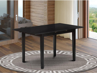 Elegant Rectangle Dining Table with Butterfly Leaf and Tapered Legs, Black