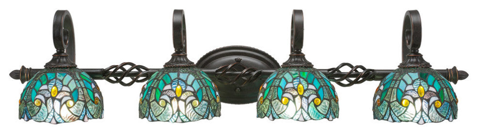 Elegante 4-Light Bath Bar, Turquoise Cypress Art