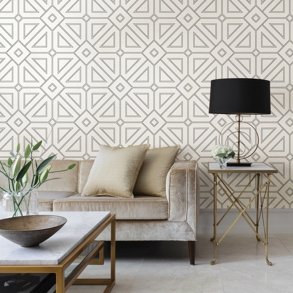 Voltaire Off-White Geometric Wallpaper Bolt