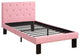 PU Upholstered Platform Twin Bed, Pink