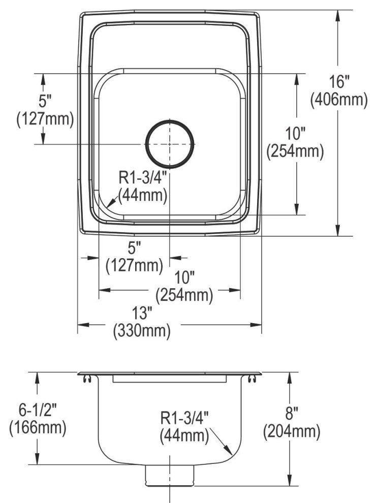 LRAD131665PD3 Lustertone Classic Stainless Steel 13" ADA Sink with Perfect Drain
