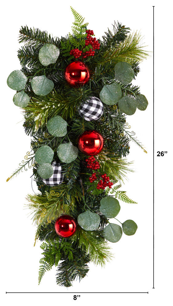 26" Holiday Christmas Greenery Ornament Artificial Swag