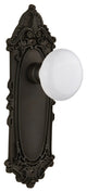 Victorian Plate Passage Poreclain Door Knob, Oil Rubbed Bronze