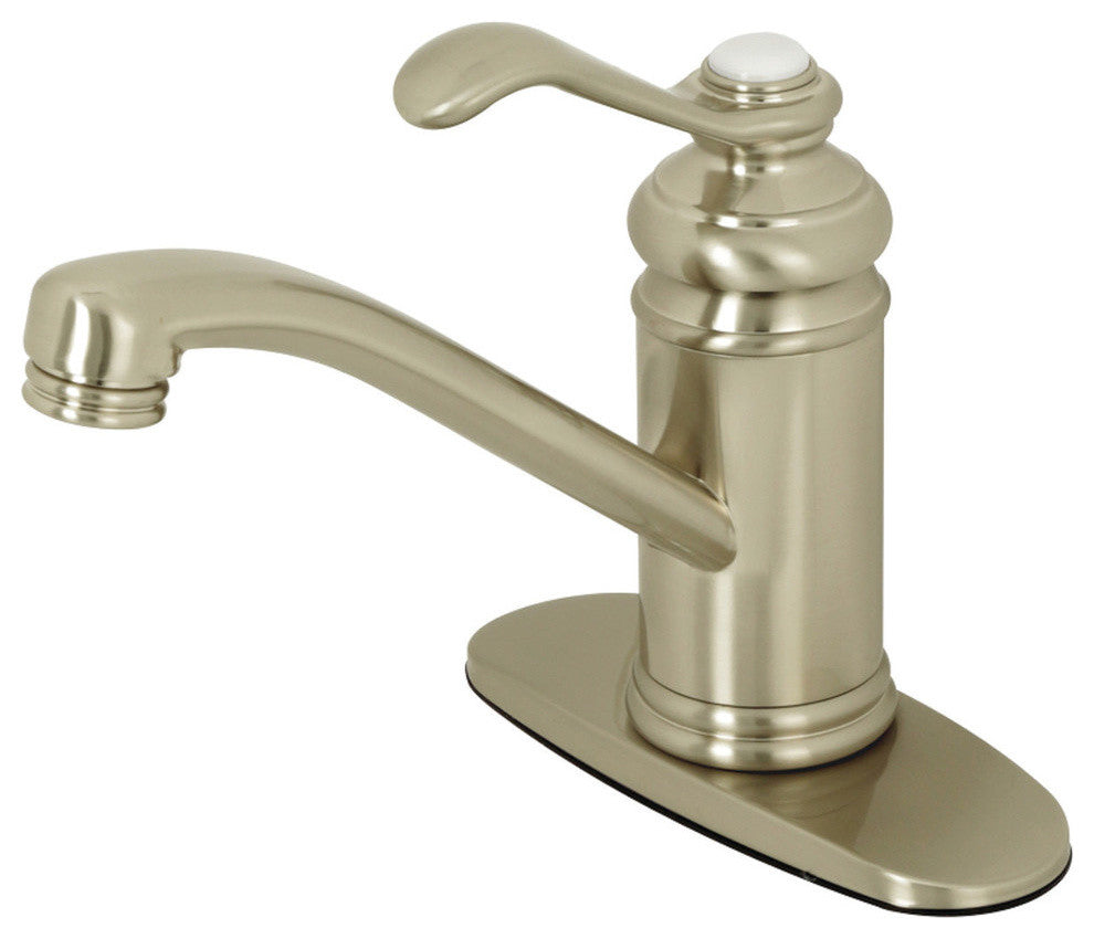 Kingston Brass Single-Handle Bathroom Faucet With Push Pop-Up, Brushed Nickel